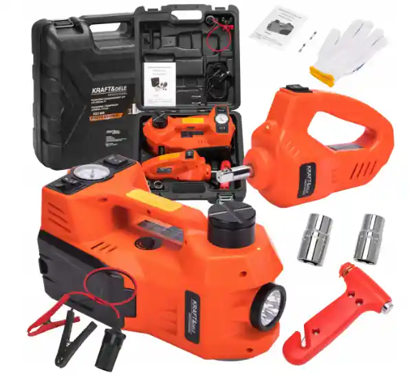 În topul vânzărilor - Cric auto electric cu compresor capacitate 5T interval 155-450mm 12V (KD1367)