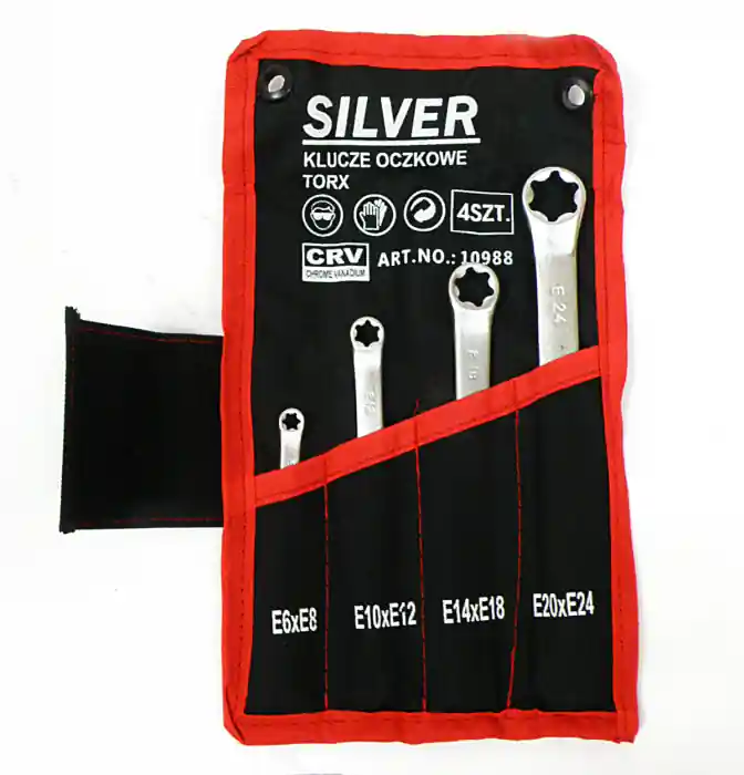 Calitate superioară - Set 4 chei inelare tip torx E6-E24 4bucati piese Cr-V (S10988)