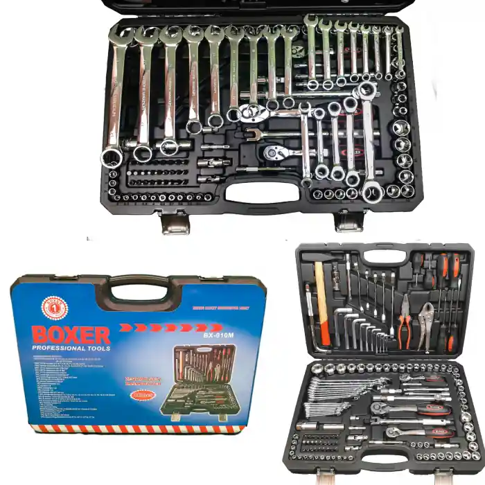 Acum disponibil - Trusa chei scule tubulare fixe combinate E torx capete surubelnita clichet ciocan hexagon 142 piese (BX-010S)